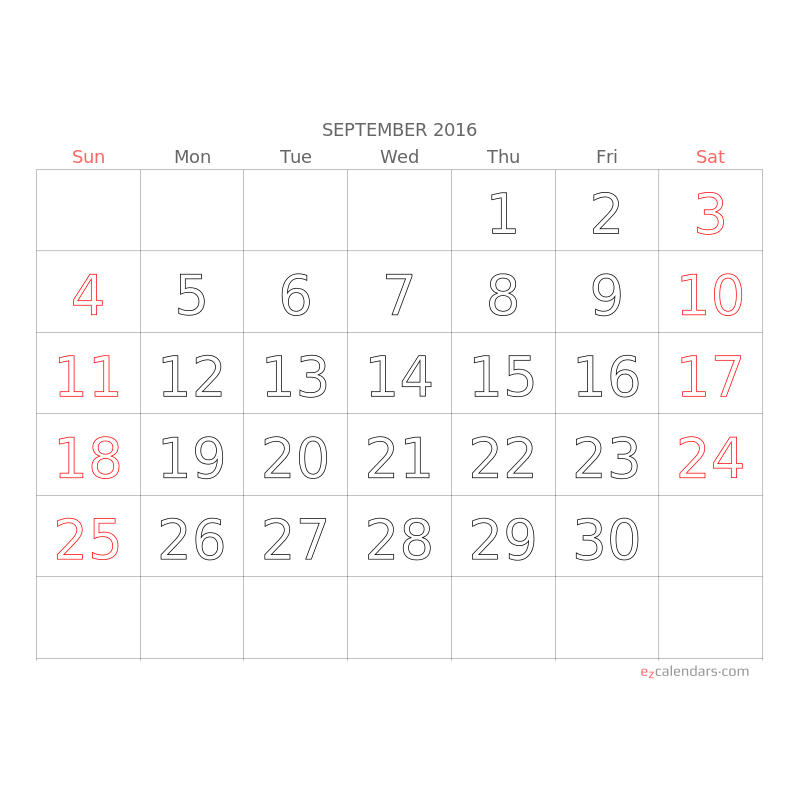 light big letters big numbers monthly calendar for 2022 ezcalendars
