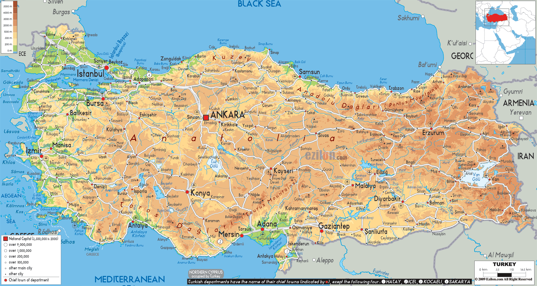 Turkey Geography Map Turkey Map With Cities EVXAGG Turkish Physical Map 