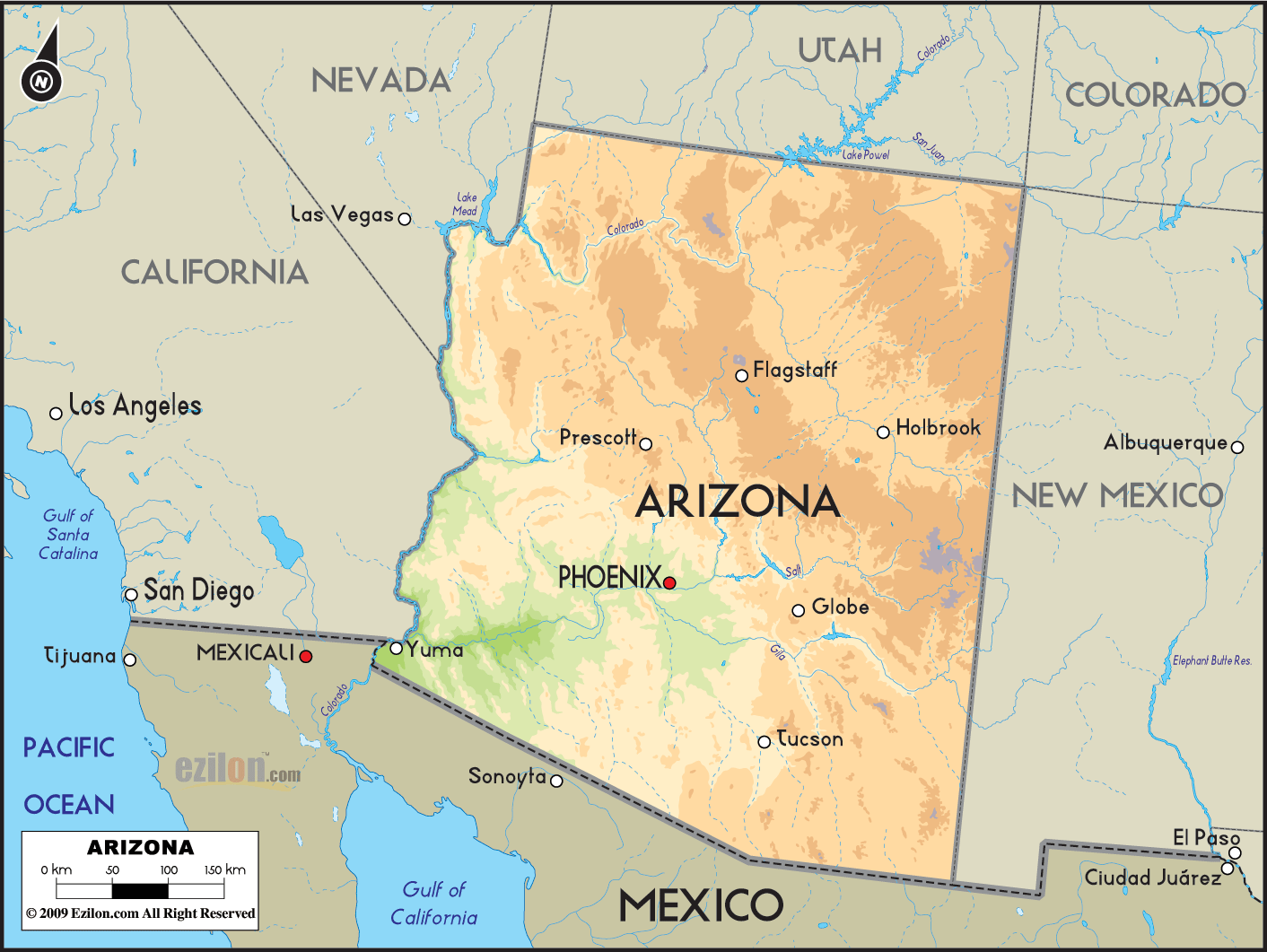 Map Of Arizona And Arizona Maps Arizona Simple 