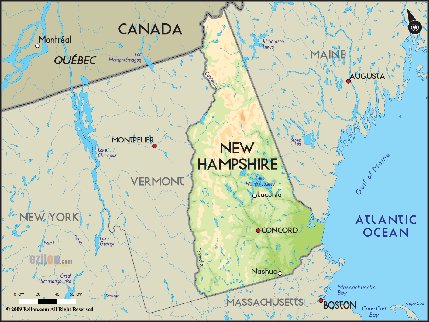 New Hampshire Map Travel Information New Hampshire 90 New Hampshire Simple 