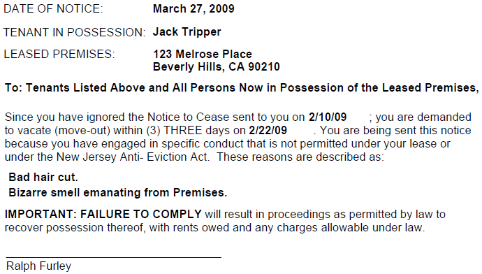 New Jersey 3 Day Notice To Quit Ezlandlordforms