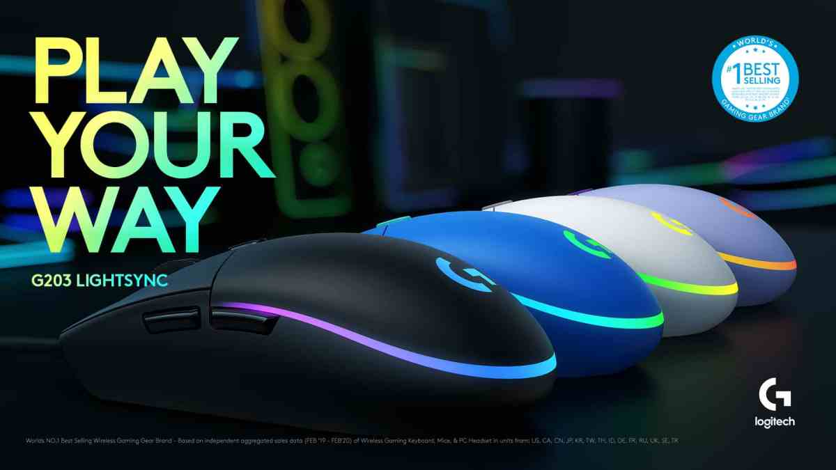 Logitech G203 Lightsync RGB Gaming Mouse (Black) - Green Apple Compunet