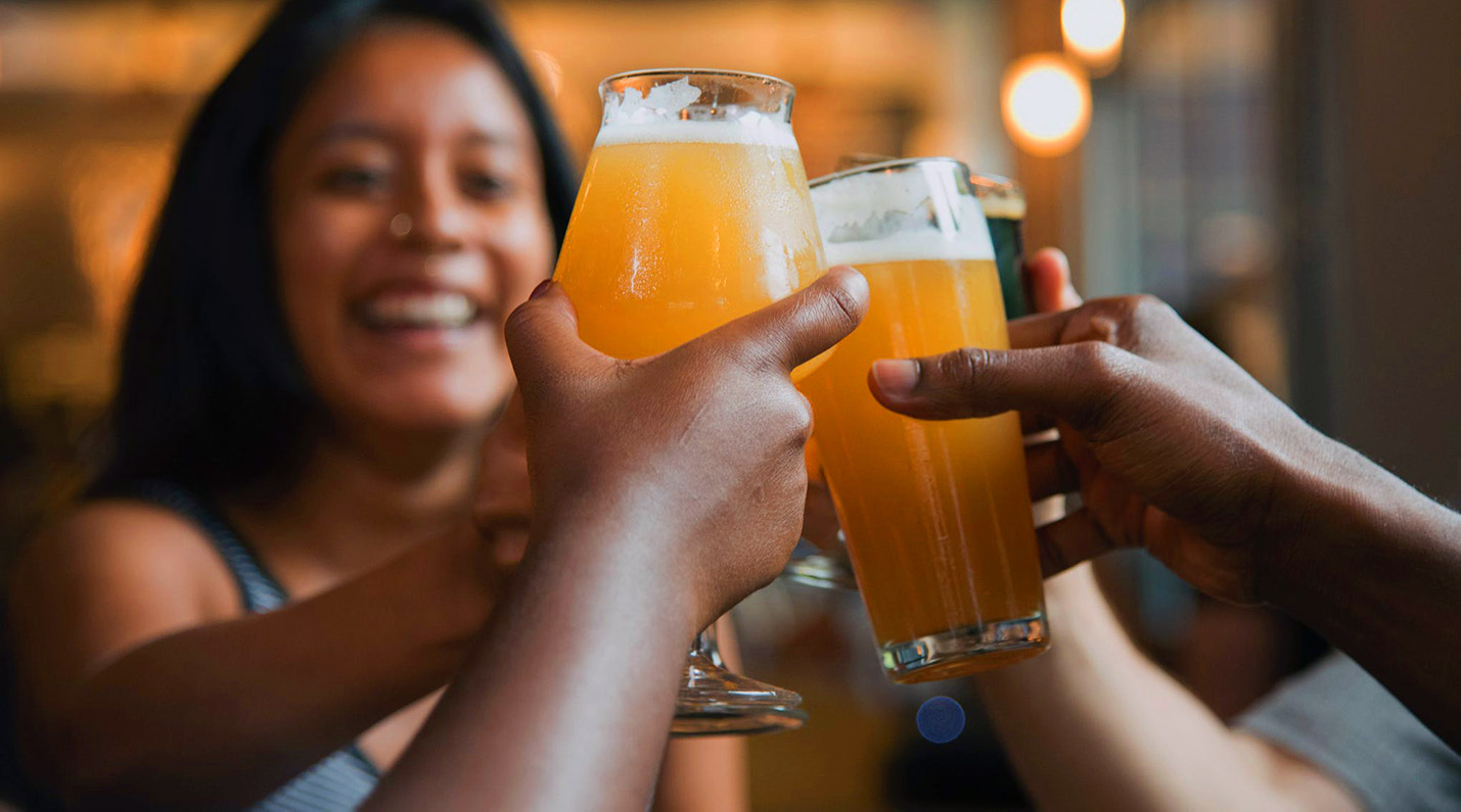 Cheers, a group having fun on a night out
