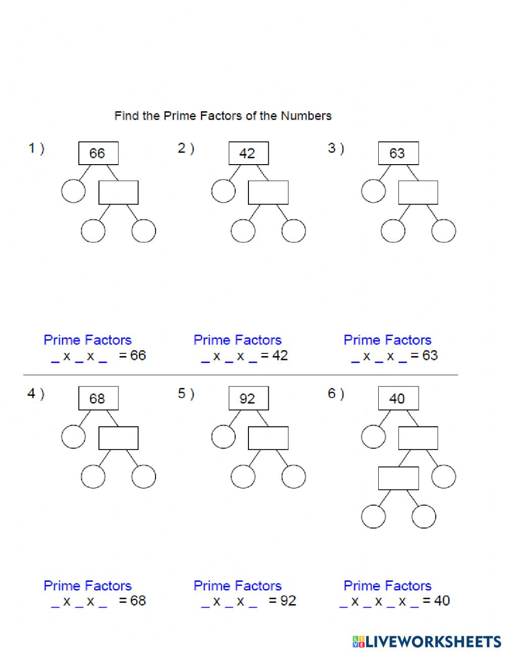 Factor Tree Worksheets Tes FactorWorksheets com