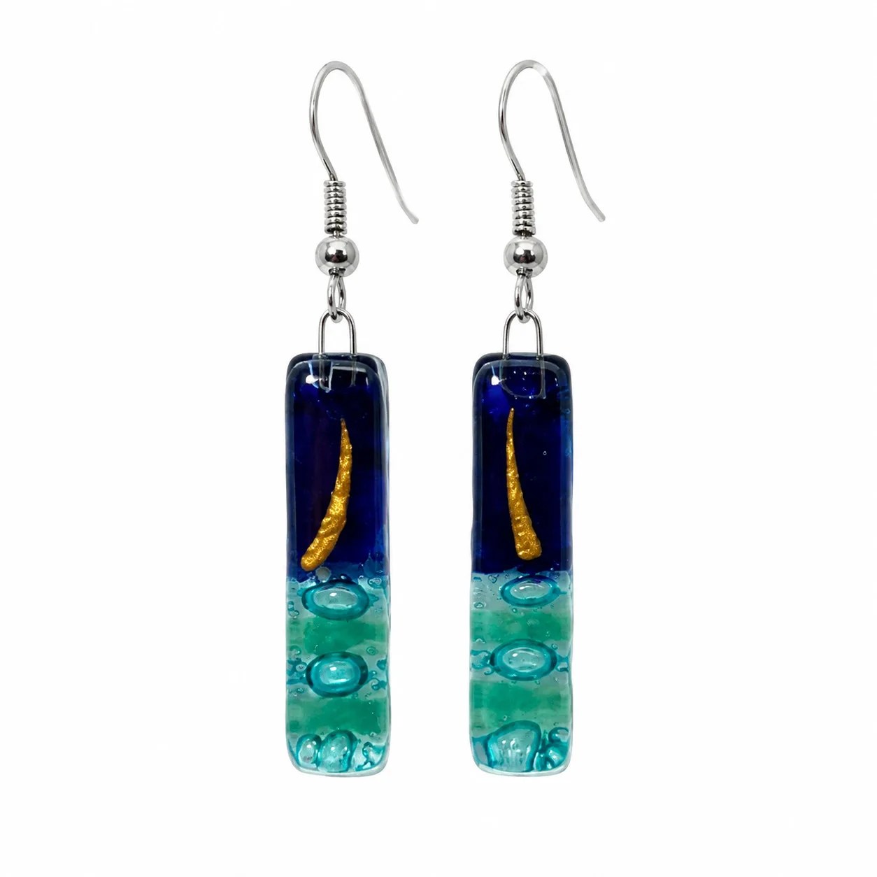 earrings rectangular blue aqua