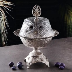 Busem Silver Color Snack-Delight Bowl With Glass Lid