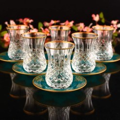 Alfa Cutting Design Turquois Color Tea Set