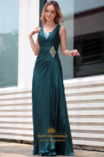 Dark Green Evening Dress Mother Of The Bride Dresses For Beach Wedding Fancy Bridesmaid Dresses