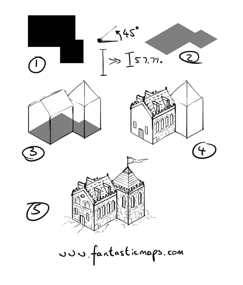 How to draw an isometric house