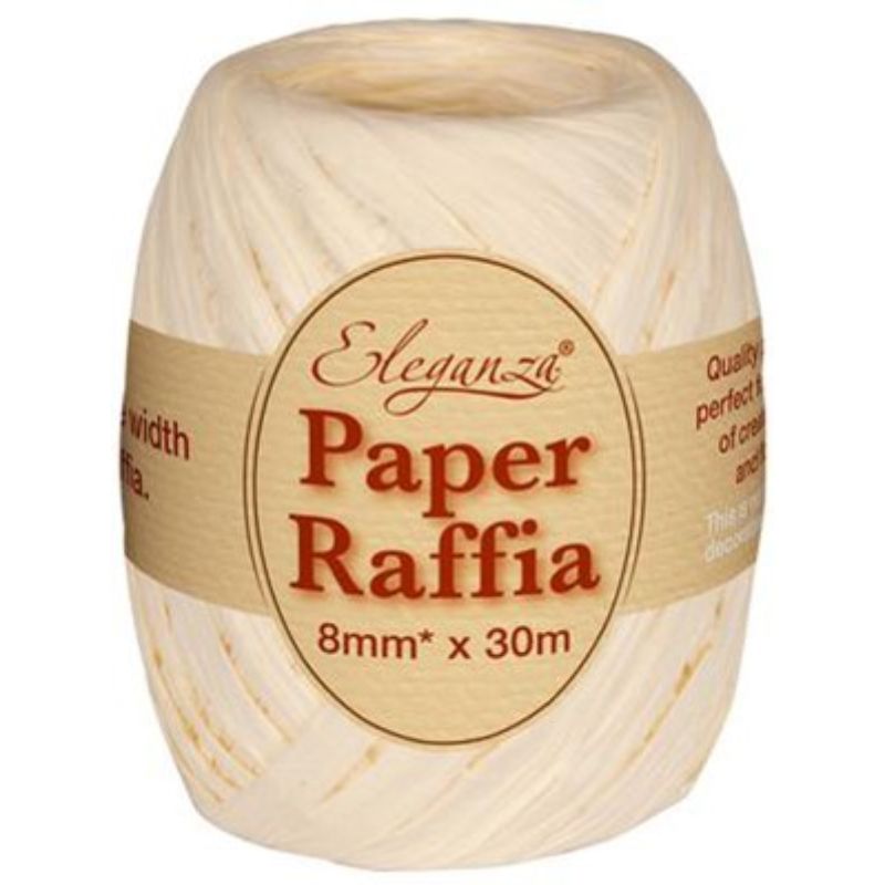 Ivory Paper Raffia Ribbon 30m Roll