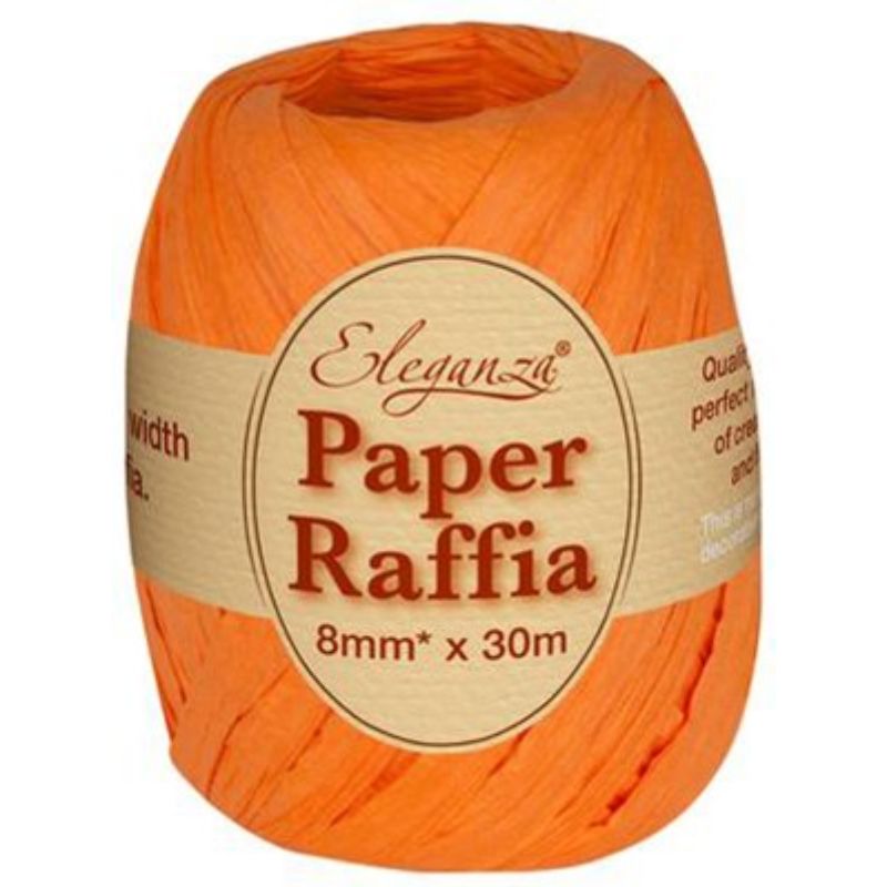 Orange Paper Raffia Ribbon 30m Roll