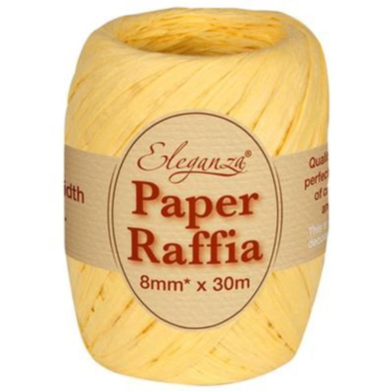Pale Yellow Paper Raffia Ribbon 30m Roll