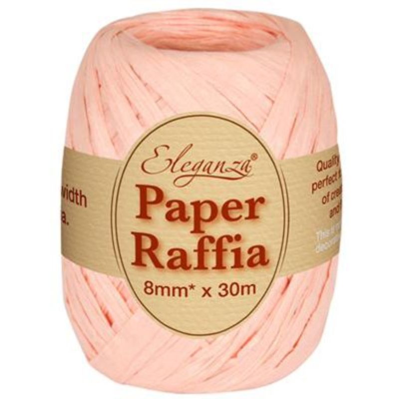 Peach Paper Raffia Ribbon 30m Roll