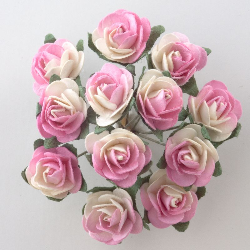 Pink and Cream Paper Tea Roses
