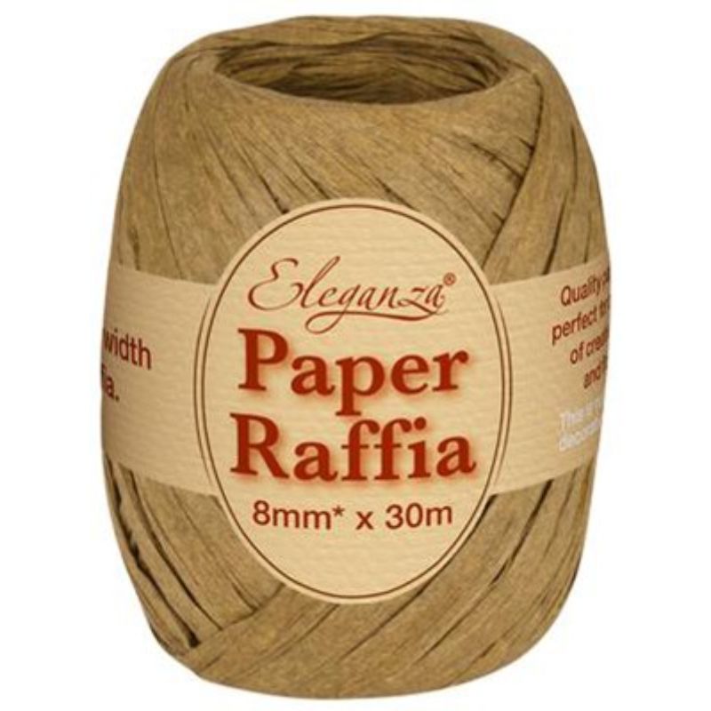 Tan Paper Raffia Ribbon 30m Roll