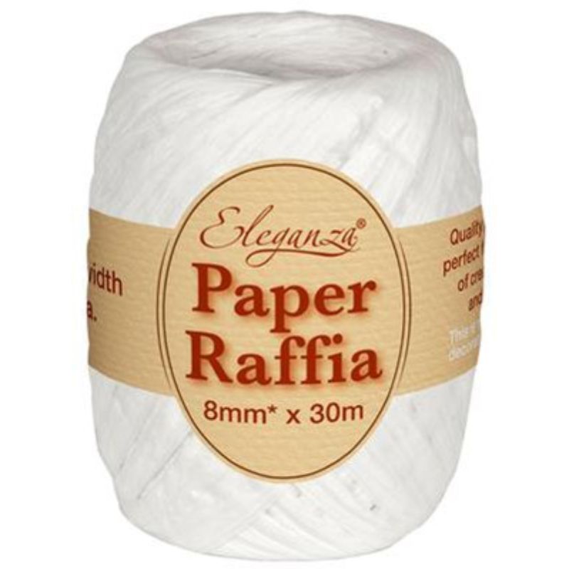 White Paper Raffia Ribbon 30m Roll