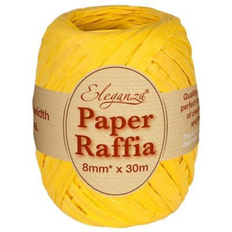 Yellow Paper Raffia Ribbon 30m Roll