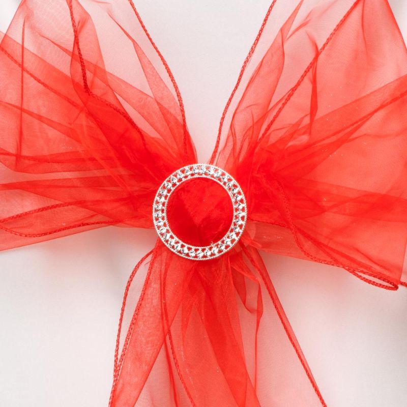 6 Red Organza Chair Bows Sashes