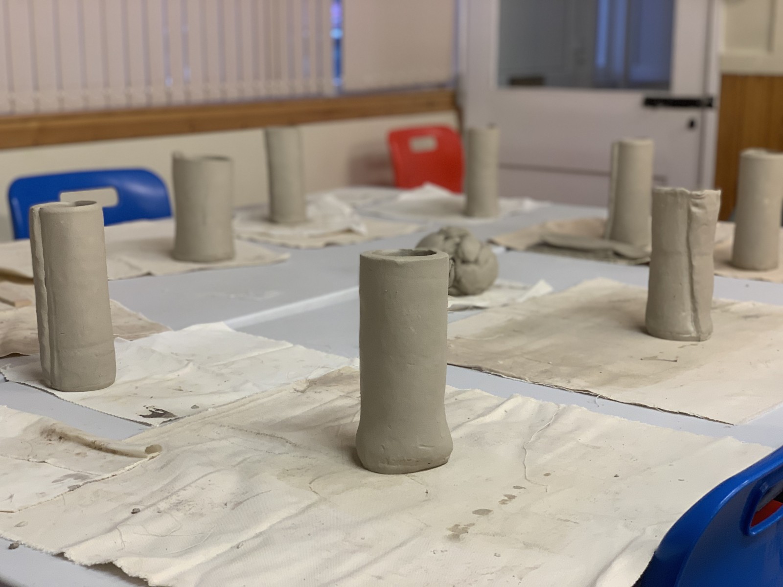 Pots standing upright