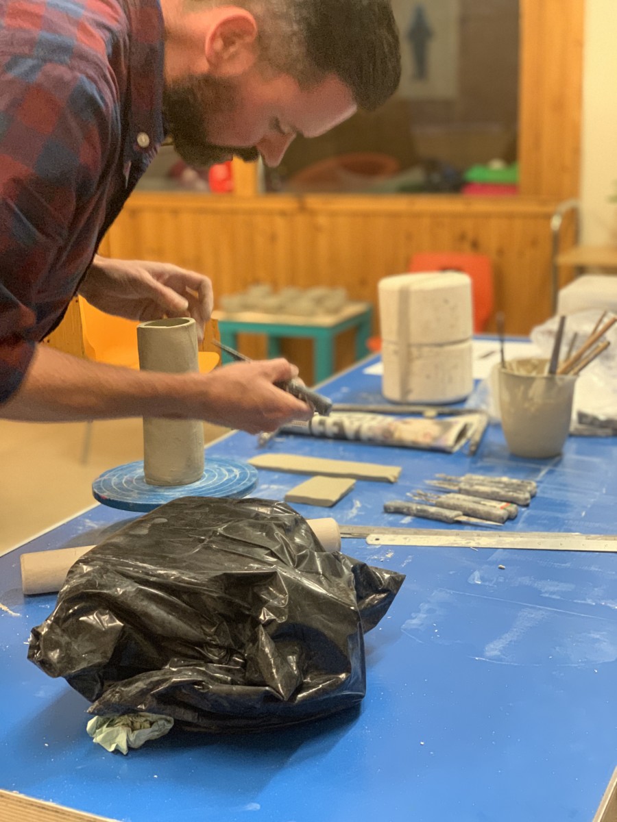 Gavin Demonstrating making a pot