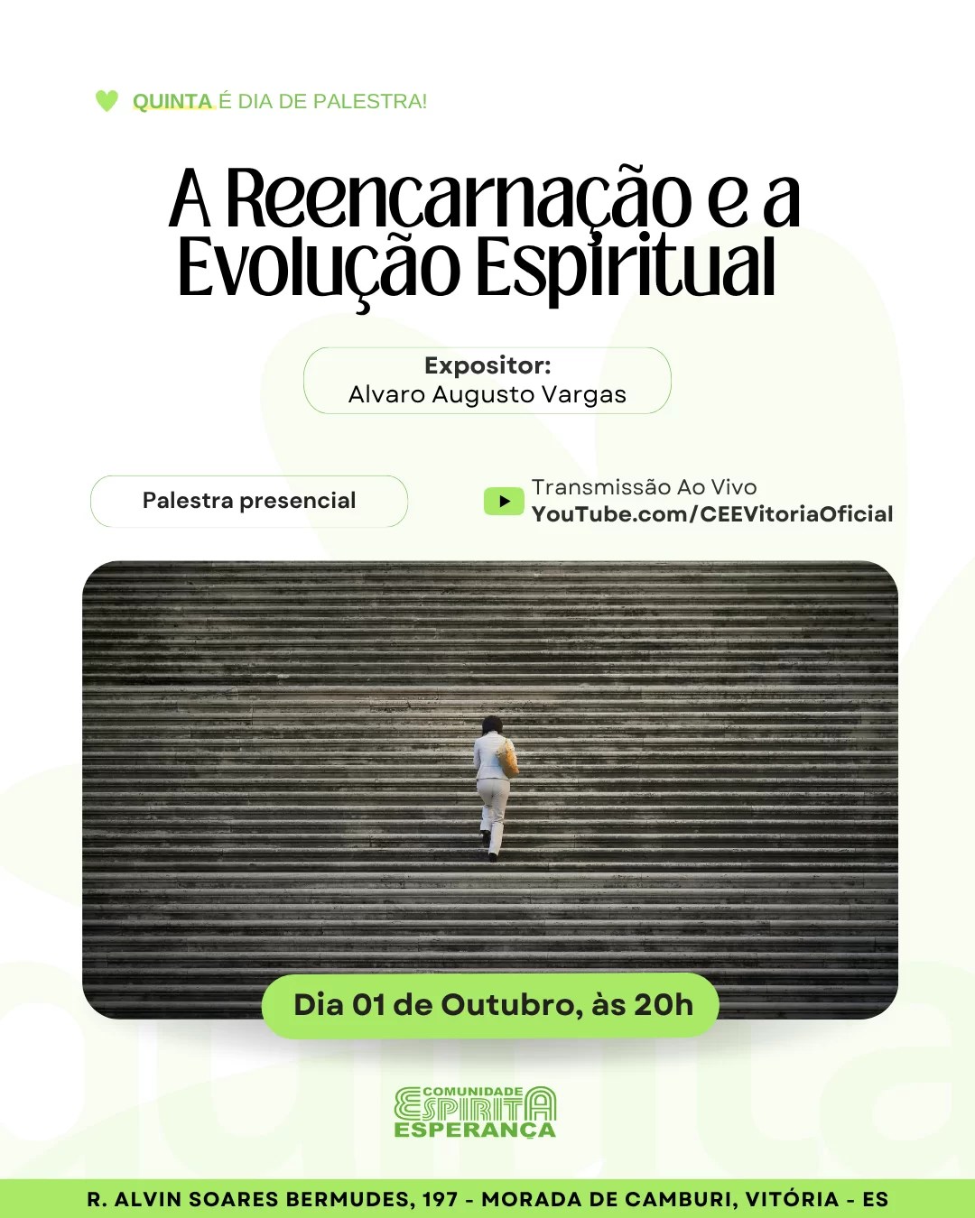 Cartaz: A reencarnação e a evolução espiritual