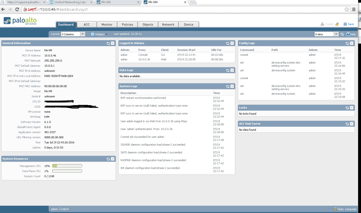 Palo Alto Initial setup - Fibe-Networking