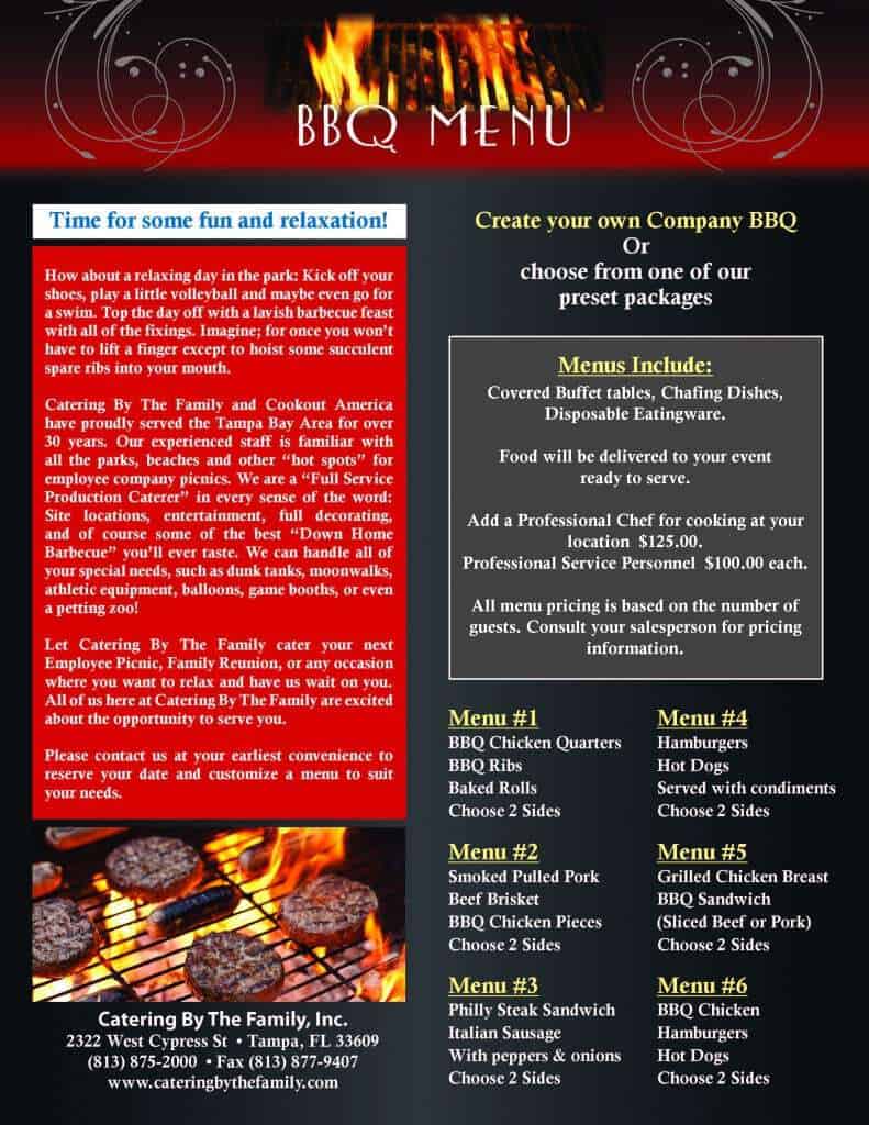 bbq menu templates word excel fomats