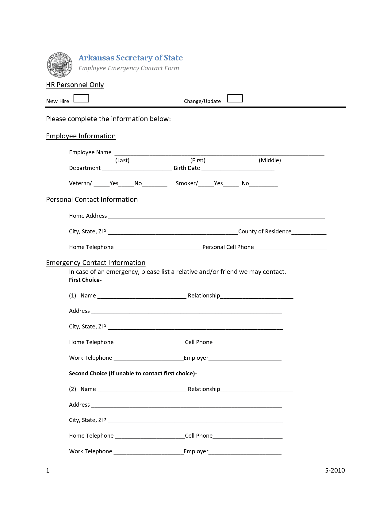 employee emergency contact forms word excel fomats