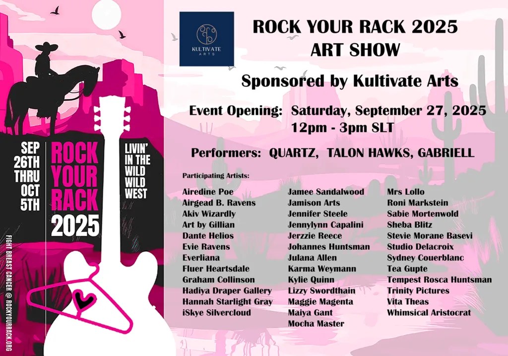 Rock your Rack 2025 RYR2025 Second Life Charity Event Breast Cancer Impressions Art Show