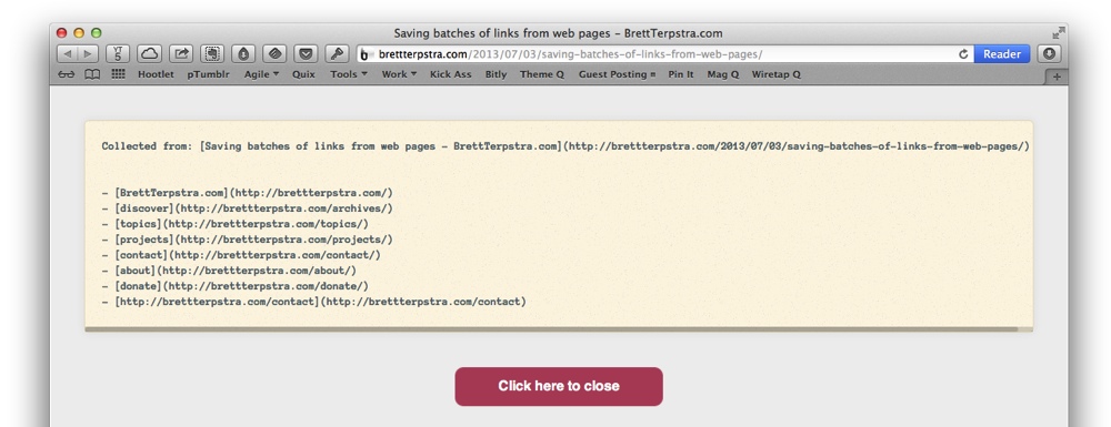 GrabLinks Markdown output