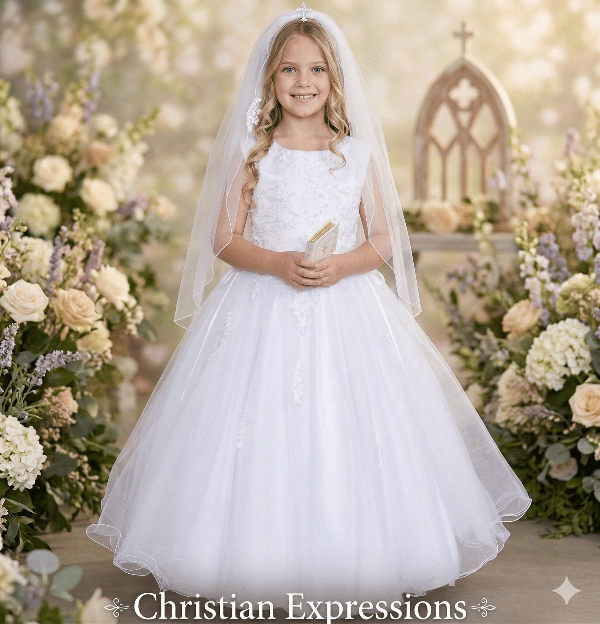 white christmas dresses First Holy Communion Dress white 5851 – STYLO main image 1