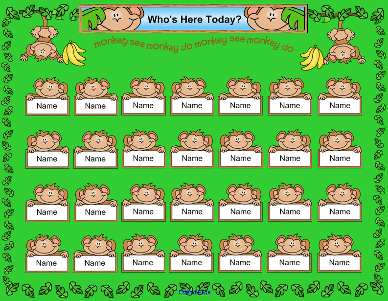 New SmartBoard Attendance Theme – Monkeys!