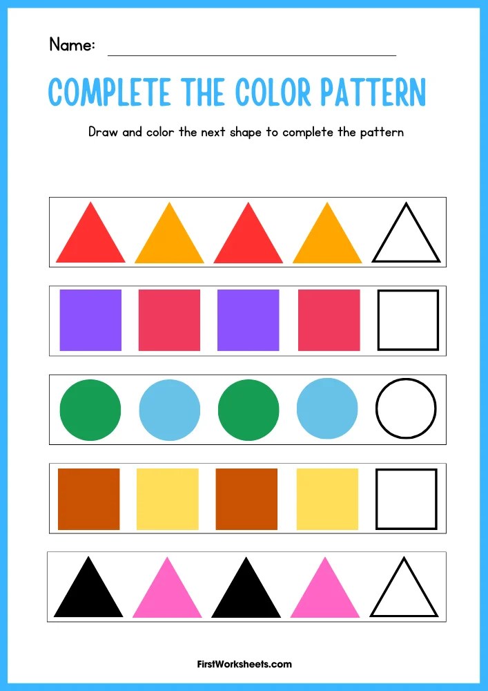 Color worksheets for preschool