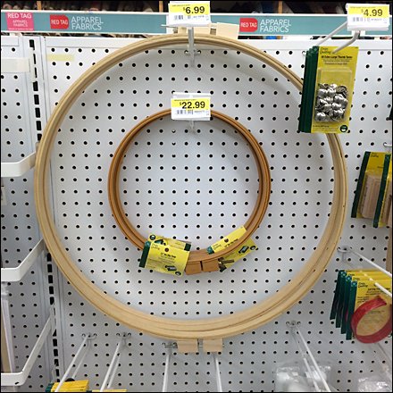 Circular Hoops Hooked on Pegboard Front