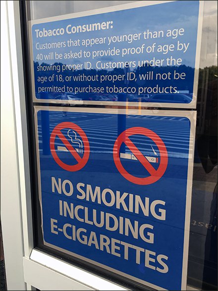 No Smoking … Including No Vaping In-Store
