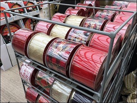 Gravity-Feed Floor Rack for Ribbon Spools