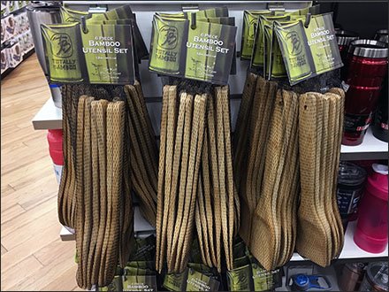 Bamboo Utensils Mesh Bagged and Slatwall Hooked