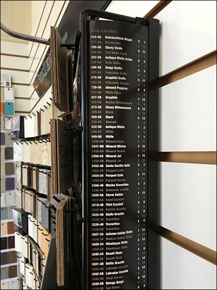 Formica Sample Board Chip Locator List