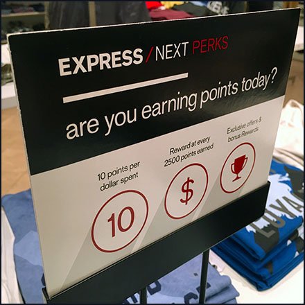 Express Perks Loyalty Program Signage Feature