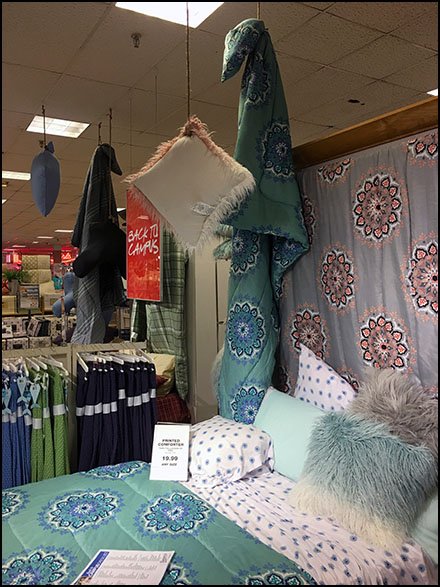 Back-to-Campus Ceiling Tie Linen Display