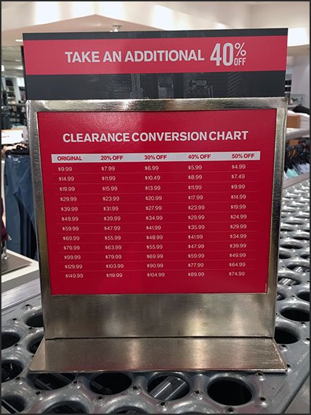 Express Clearance Price Conversion Chart Sign Holder