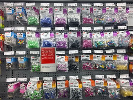 Color-Coded Paper Clip Scan Hook Display