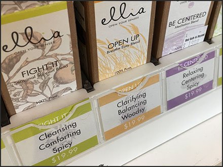 Ellia Color-Coded Scents At Shelf Edge