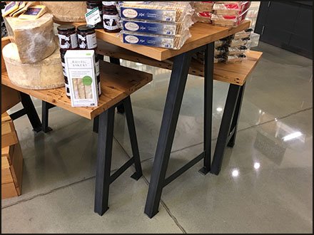 Wood Plank Triangular Trestle Tables