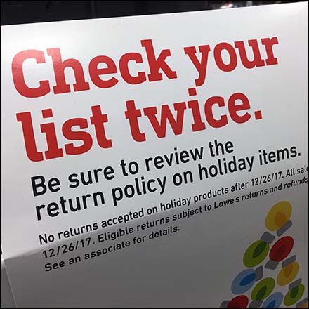 Short Return Policy on Holiday Items Feature