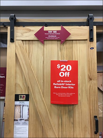 Working Barn Door Hardware Display In-Store