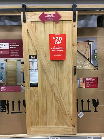 Working Barn Door Hardware Display In-Store