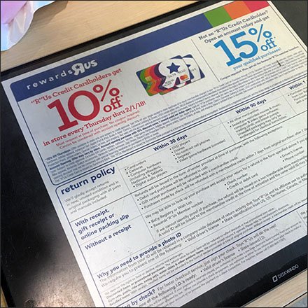 Returns Policy With Rewards Counter Mat