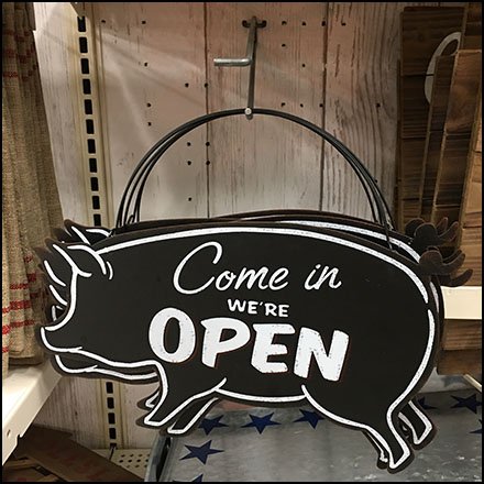 Come In We're Open Pig Silhouette Sign