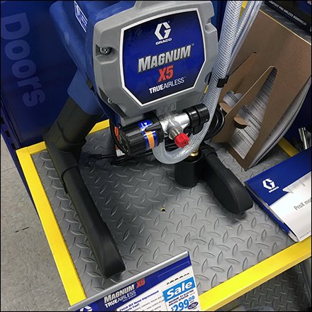 Diamond Plate As Shelf Display For Paint Sprayers